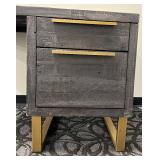 Industrial-Style Desk - Distressed Black Wood Top & Gold Metal Frame - Right-Side 2-Drawer