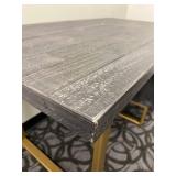 Industrial-Style Desk - Distressed Black Wood Top & Gold Metal Frame - Right-Side 2-Drawer