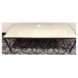 Glass Top Coffee Table - Black Metal Frame