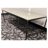 Glass Top Coffee Table - Black Metal Frame