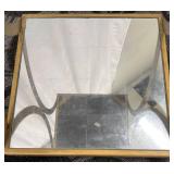 End Tables - Pair of Gold Tone Glass-Top Tables & Mirrored Lower Shelves