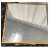 End Tables - Pair of Gold Tone Glass-Top Tables & Mirrored Lower Shelves