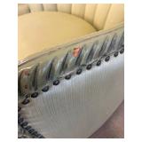 Vintage Green Velvet Armchair & Carved Wood Trim - Rococo Style