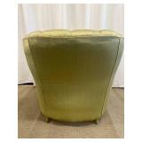 Vintage Green Velvet Armchair & Carved Wood Trim - Rococo Style