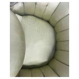 Vintage Green Velvet Armchair & Carved Wood Trim - Rococo Style