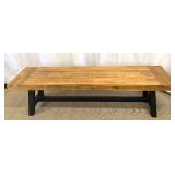 Wood Coffee Table - Rustic Industrial with Black Metal Base