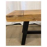 Wood Coffee Table - Rustic Industrial with Black Metal Base