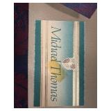 Wingback Chair - Damask Upholstery Blue & Burgundy with Carved Wood Legs #1