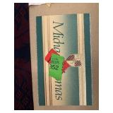 Wingback Chair - Damask Upholstery Blue & Burgundy with Carved Wood Legs #2