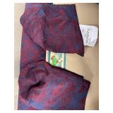 Wingback Chair - Damask Upholstery Blue & Burgundy with Carved Wood Legs #2