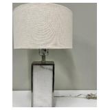 Table Lamp - Marble Panel Base & Linen Drum Shade #2