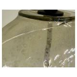 Round Glass Globe Table Lamp - White Fabric Drum Shade