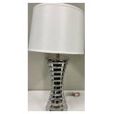 Chrome Spiral Glass Table Lamp & White Drum Shade