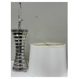 Chrome Spiral Glass Table Lamp & White Drum Shade
