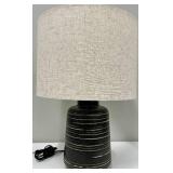 Brown Ceramic Table Lamp - Linen Shade