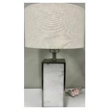 Table Lamp - Marble Panel Base & Linen Drum Shade #1
