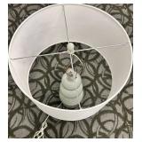 Gray Ceramic Stacked-Globes Table Lamp with White Drum Shade