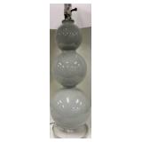 Gray Ceramic Stacked-Globes Table Lamp with White Drum Shade