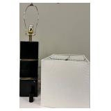 Block-Base Table Lamp with White Cube Shade