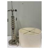 Table Lamp - Chrome Mercury Glass Column with Drum Shade