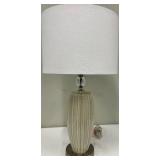 Ceramic Ribbed Table Lamp & White Shade
