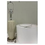 Ceramic Ribbed Table Lamp & White Shade