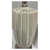 Ceramic Ribbed Table Lamp & White Shade