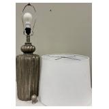 Table Lamp - Ribbed Gray Ceramic Base & White Shade