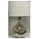 Mercury Glass Teardrop Table Lamp & White Drum Shade