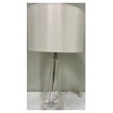 Clear Glass Table Lamp & White Fabric Shade