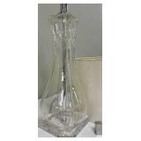 Clear Glass Table Lamp & White Fabric Shade