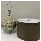 Art Glass Table Lamp - Brown Drum Shade