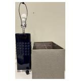 Blue Gloss Ceramic Table Lamp & Gray Fabric Shade