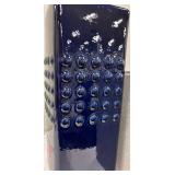 Blue Gloss Ceramic Table Lamp & Gray Fabric Shade