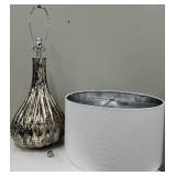 Table Lamp - Vase-Shaped Base with White Drum Shade & Metallic Crackle Finish