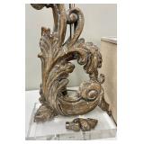 Antique Rococo-Style Table Lamp with Linen Shade