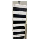 Striped Column Table Lamp - Black & White Base with White Rectangular Shade