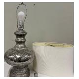 Mercury Glass Table Lamp - Distressed Silver Finish & White Shade