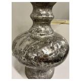Mercury Glass Table Lamp - Distressed Silver Finish & White Shade