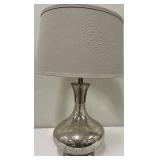 Speckled Glass Table Lamp & Grey Fabric Shade
