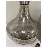 Speckled Glass Table Lamp & Grey Fabric Shade