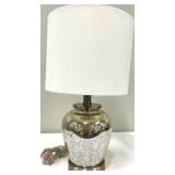 Crackle Table Lamp - White Shade & Silver Base