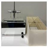 Table Lamp - Mirror Base & Rectangular Shade - Chip Damage