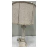 Beige Linen Shade Table Lamp - Distressed White Base