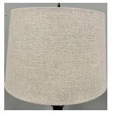 Vintage Rustic Floor Lamp with Linen Drum Shade