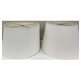 Lampshades Pair - White Fabric, Beige Interior, Spider Fitter