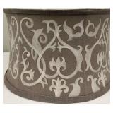 Lampshade Taupe Damask & White Pattern Drum Shade Spider Fitter