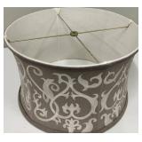 Lampshade Taupe Damask & White Pattern Drum Shade Spider Fitter
