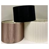 Lampshades - Brown Satin & White Pleated & Black Cylinder (Lot of 3)
