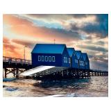 Framed Seascape Painting - Abstract Ocean Wave, 24 x 41 in